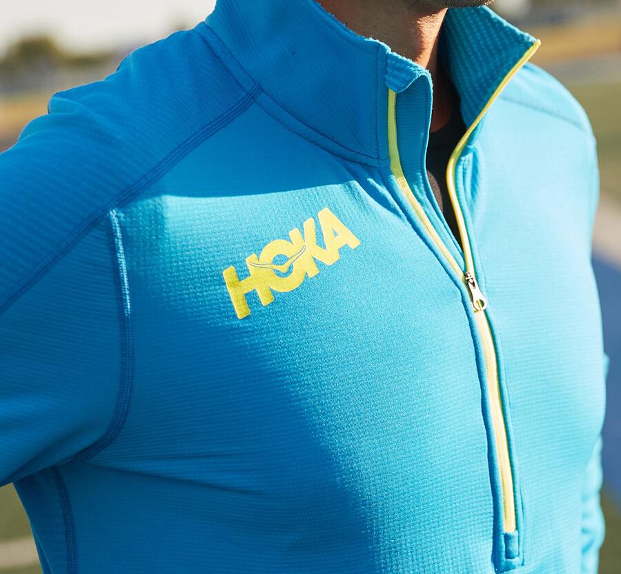 Hoka Australia One One 1/2 Zip Midlayer - Mens Tops Blue - SQWIF-7049